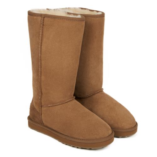 Ladies Tall Classic Sheepskin Boots Chestnut Extra Image 4